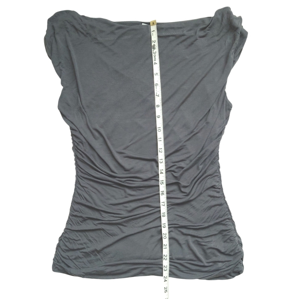 H&M Elegant Gray Women's Ruched Sleeveless Cowl Scoop Neck Top Blouse Size M - Picture 8 of 11